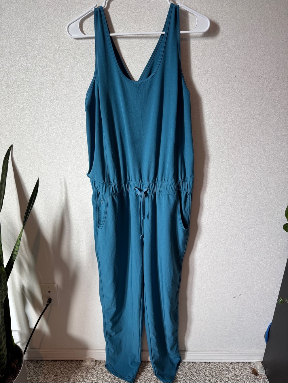 Patagonia Teal Sleeveless Drawstring Jumpsuit